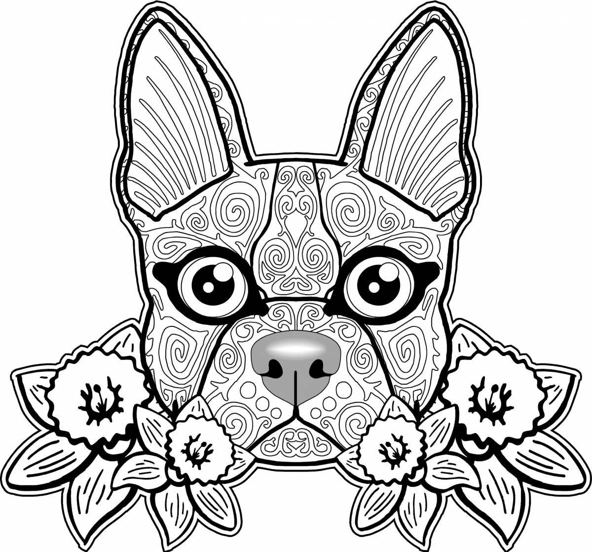 Playtime dog and cat coloring page
