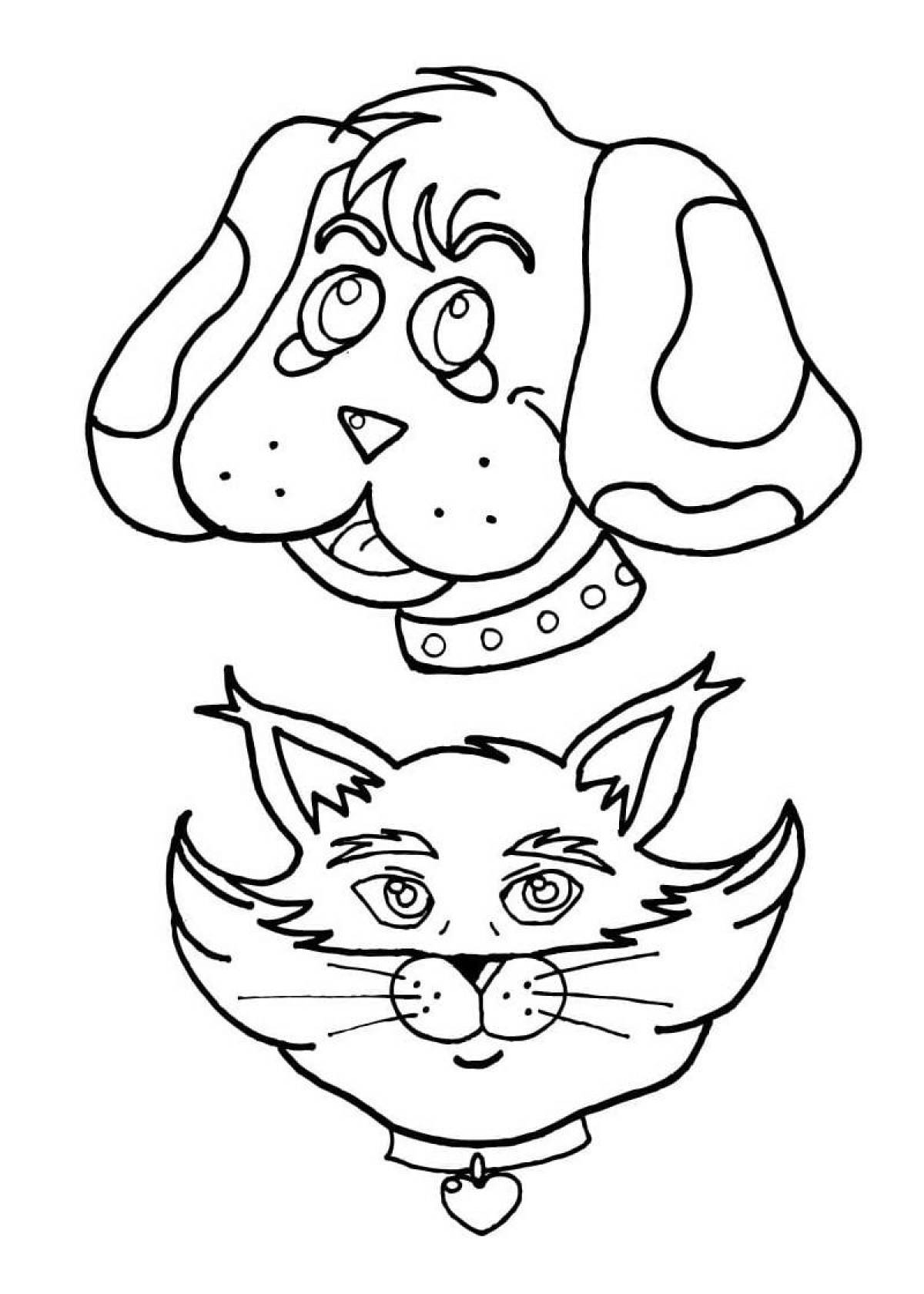 Coloring page bubble dog and cat