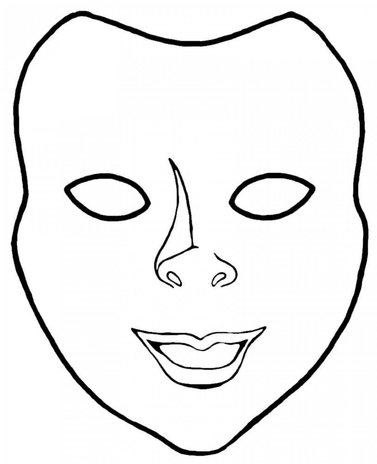 Страница раскраски с веселой маской для лица
