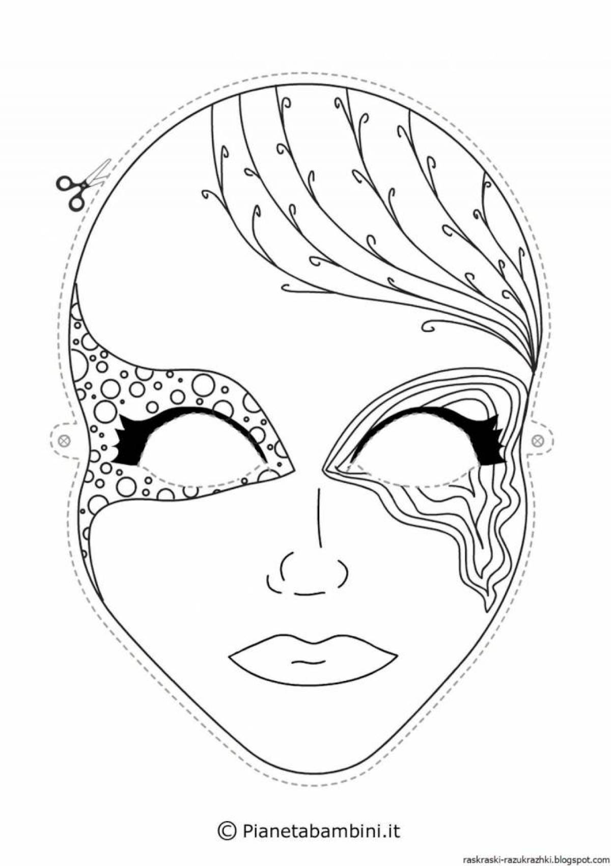 Glittering face mask coloring page