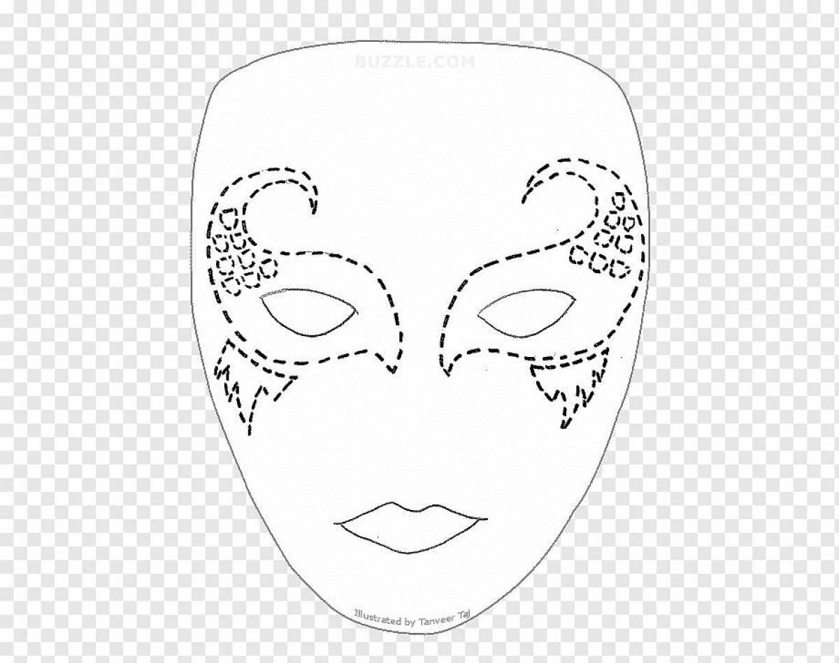 Страница раскраски мигающей маски для лица