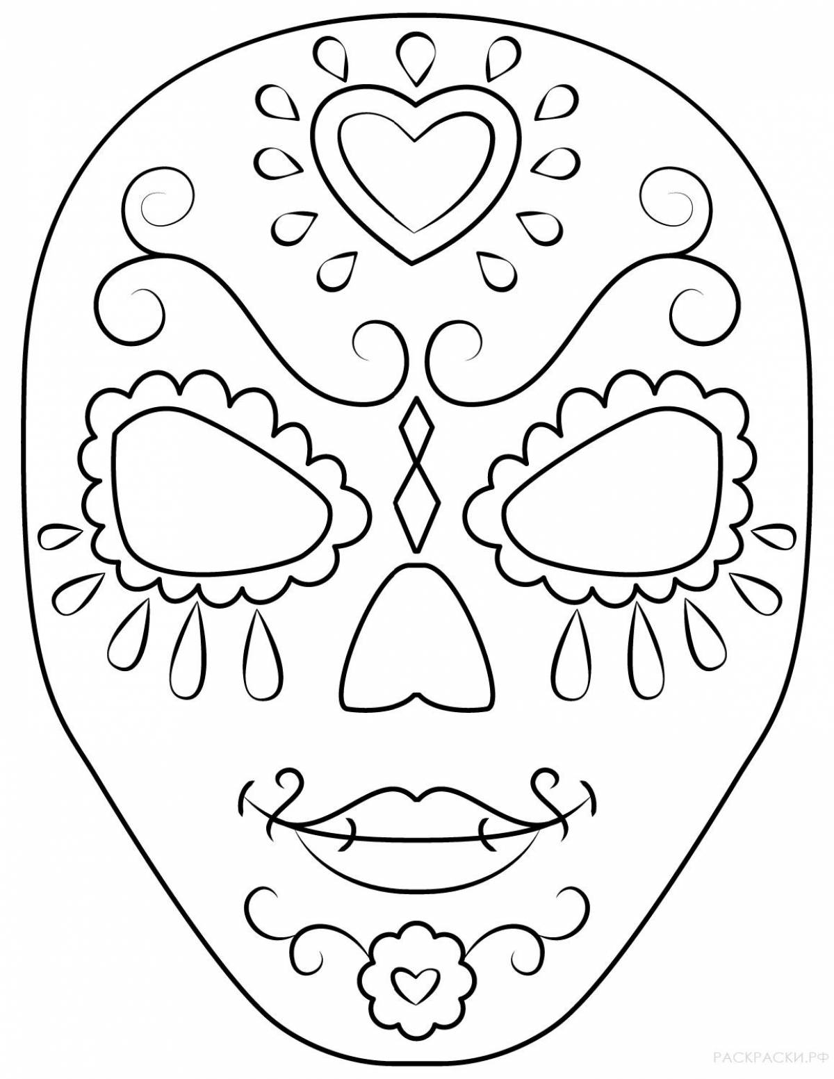 Раскраска маска Хэллоуин. Маска на хэллоуин