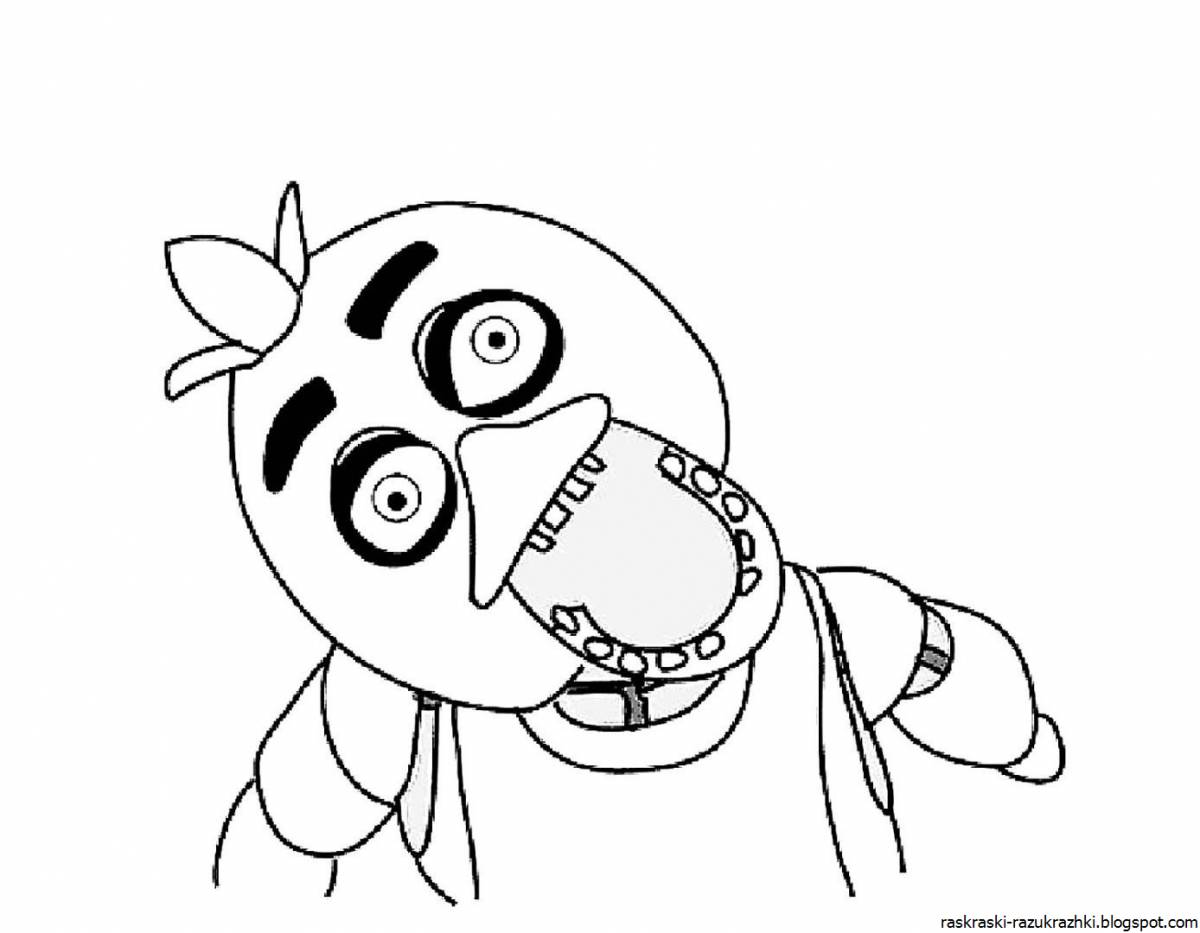 Glowing chica coloring page