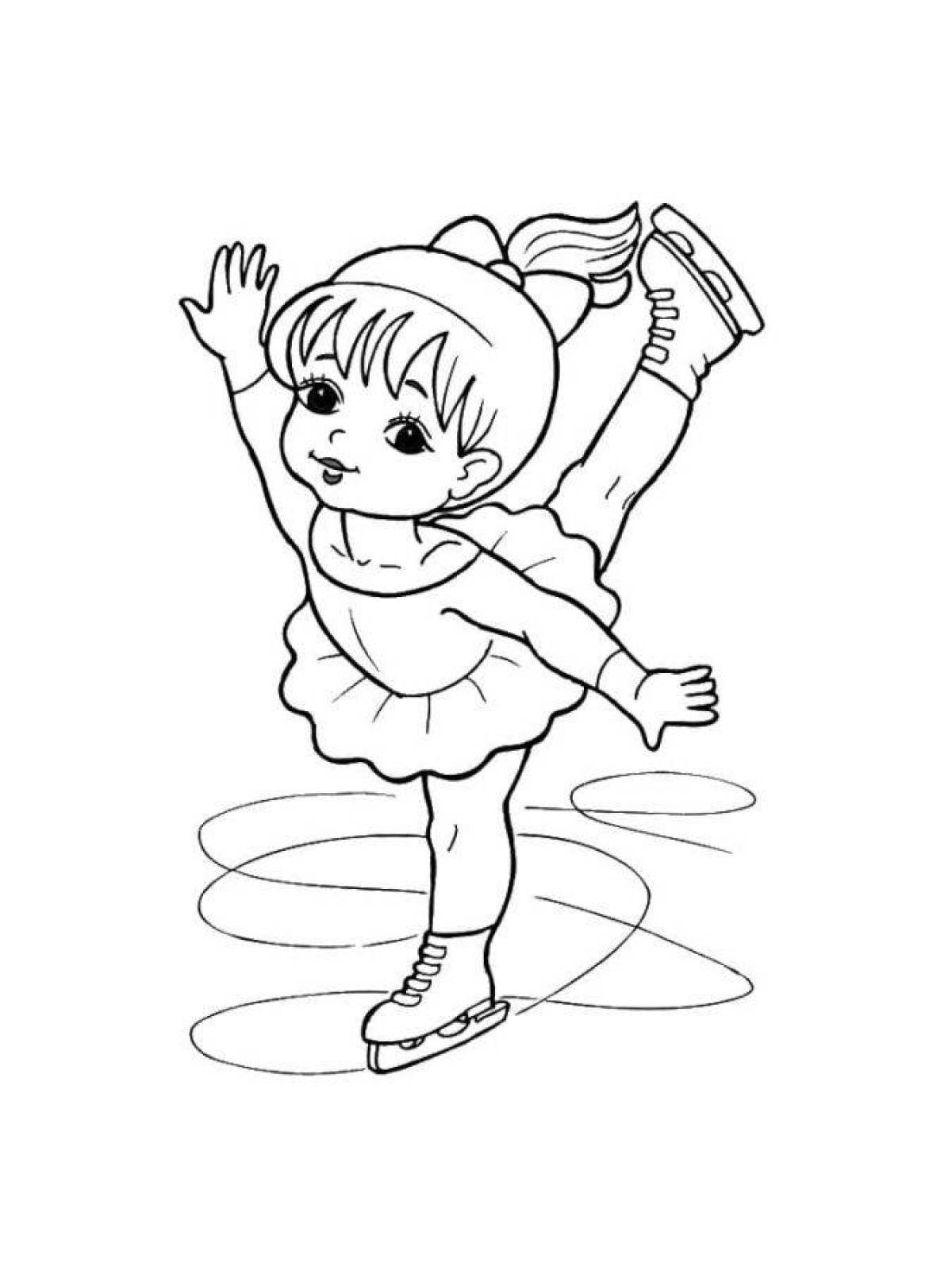 Bright figure skating coloring page
