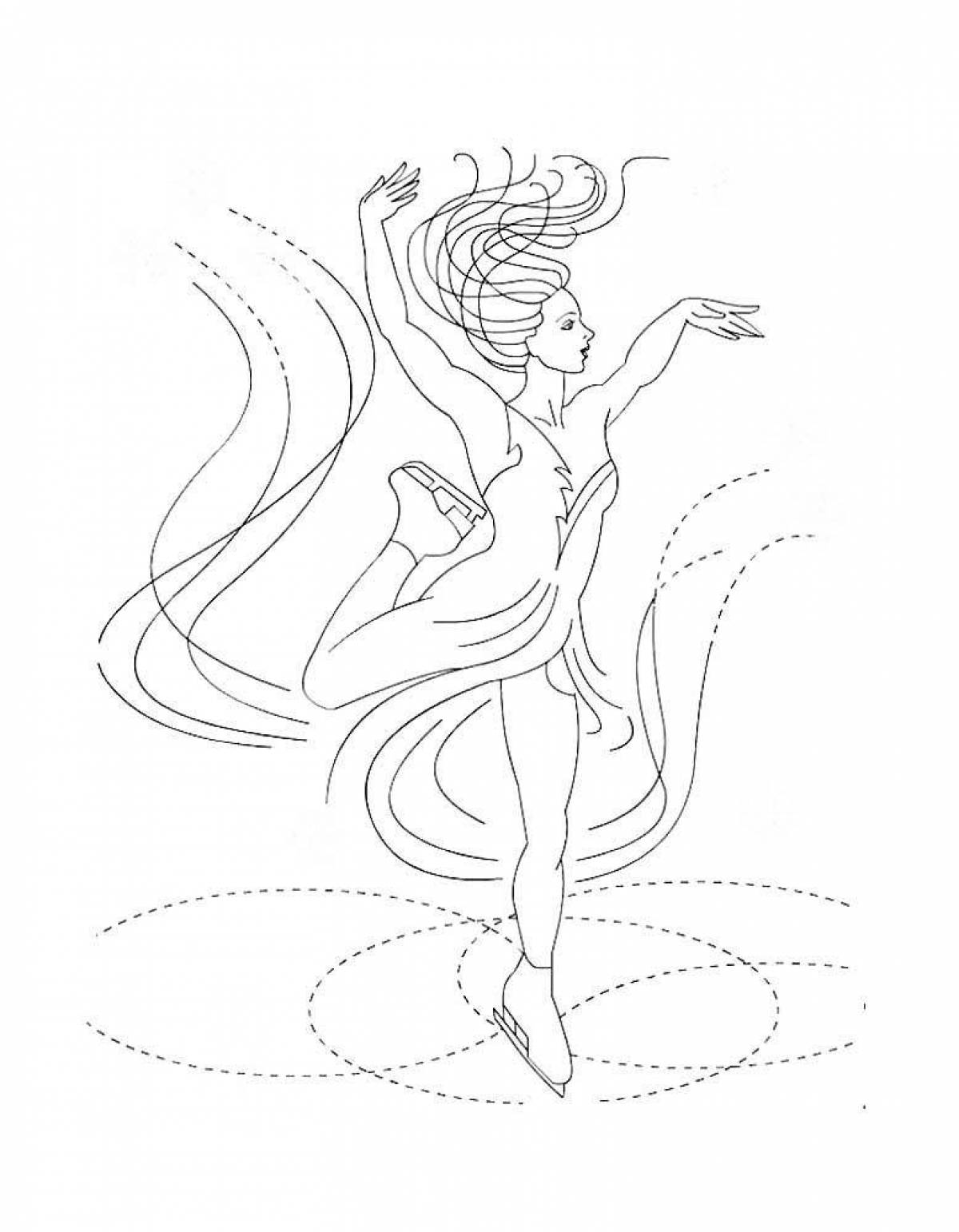 Playful figure skating coloring page
