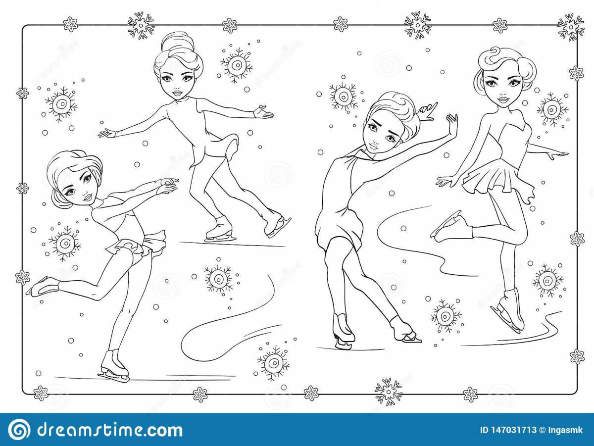 Exciting figure skating coloring page