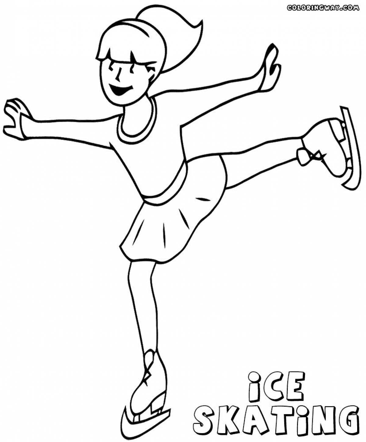 Dynamic figure skating coloring page