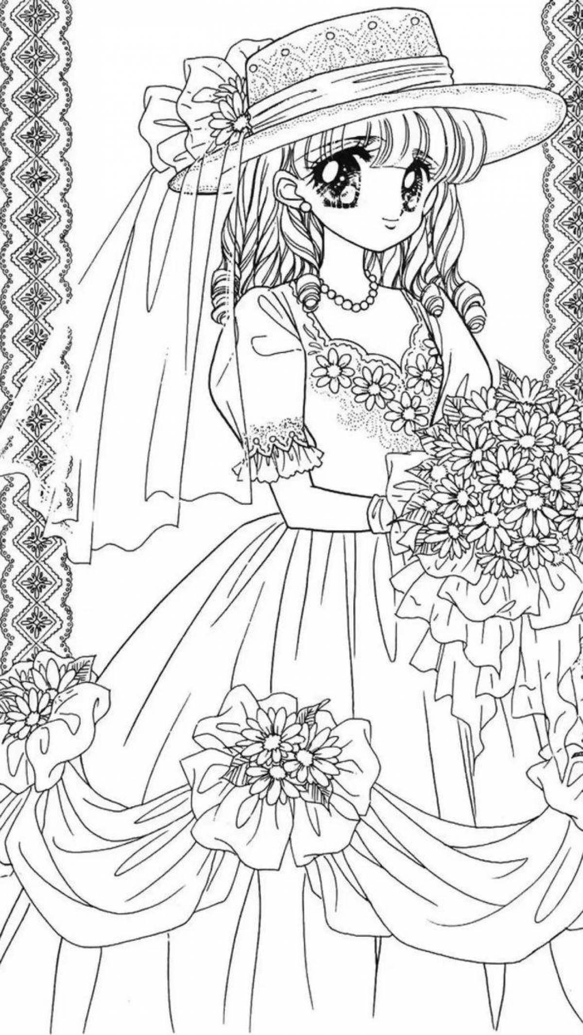 Detailed anime complex coloring page