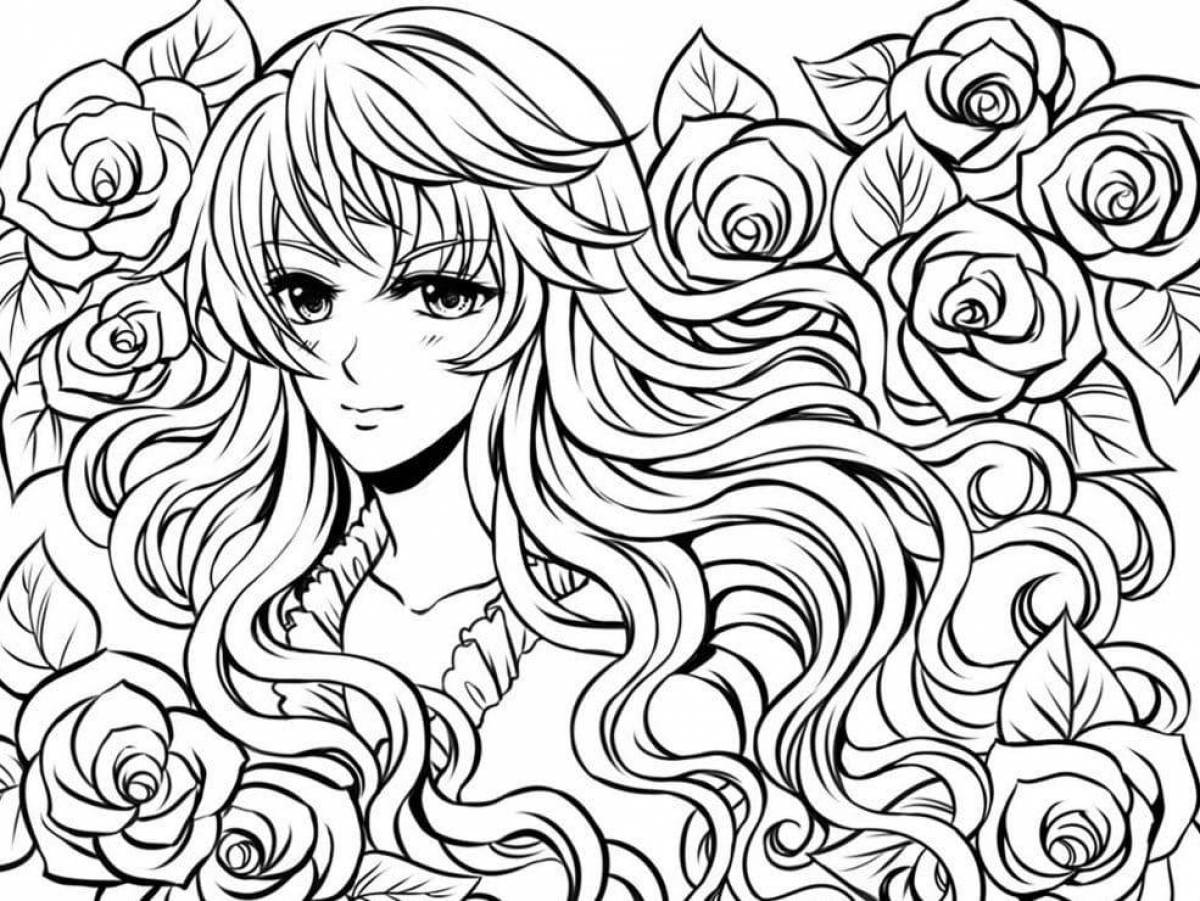 Awesome anime complex coloring page