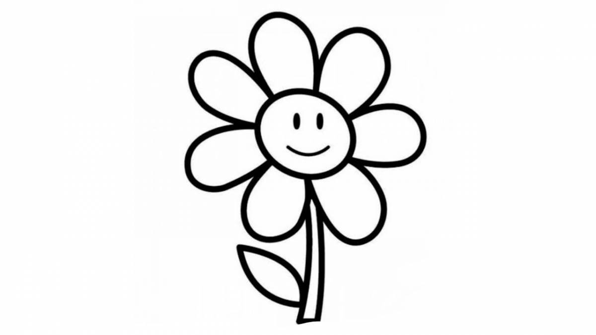 Яркая раскраска «семицветный цветок для детей»