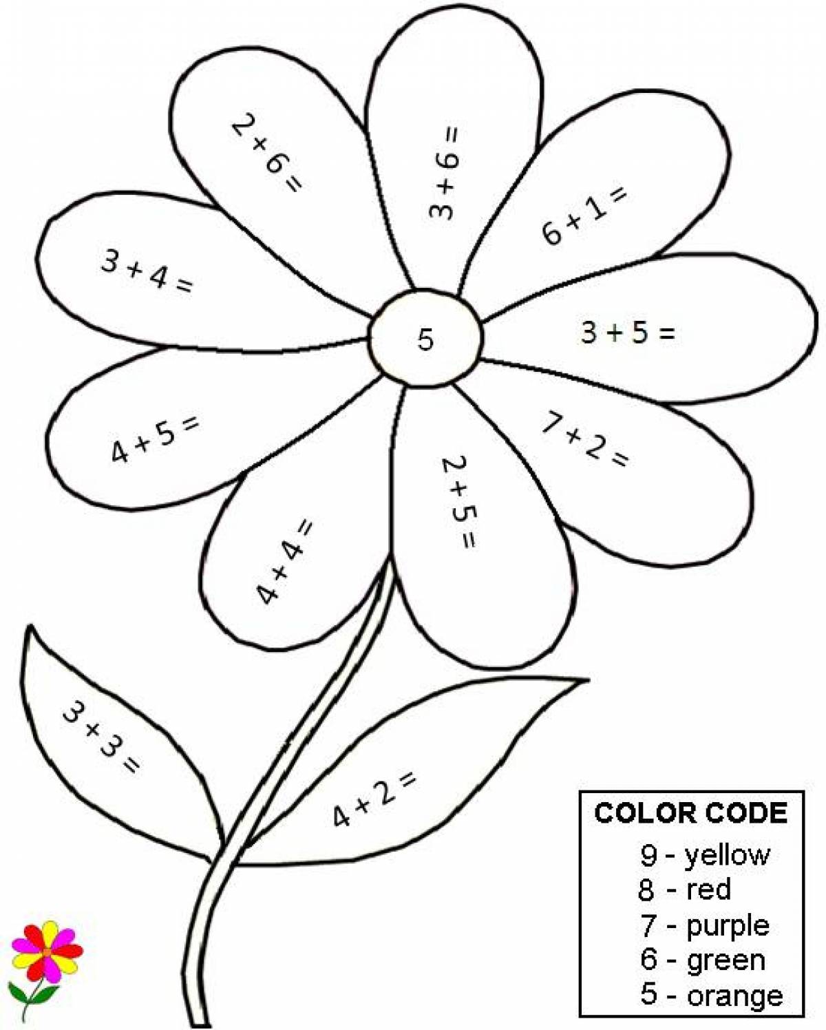 Великолепная раскраска семицветный цветок для детей