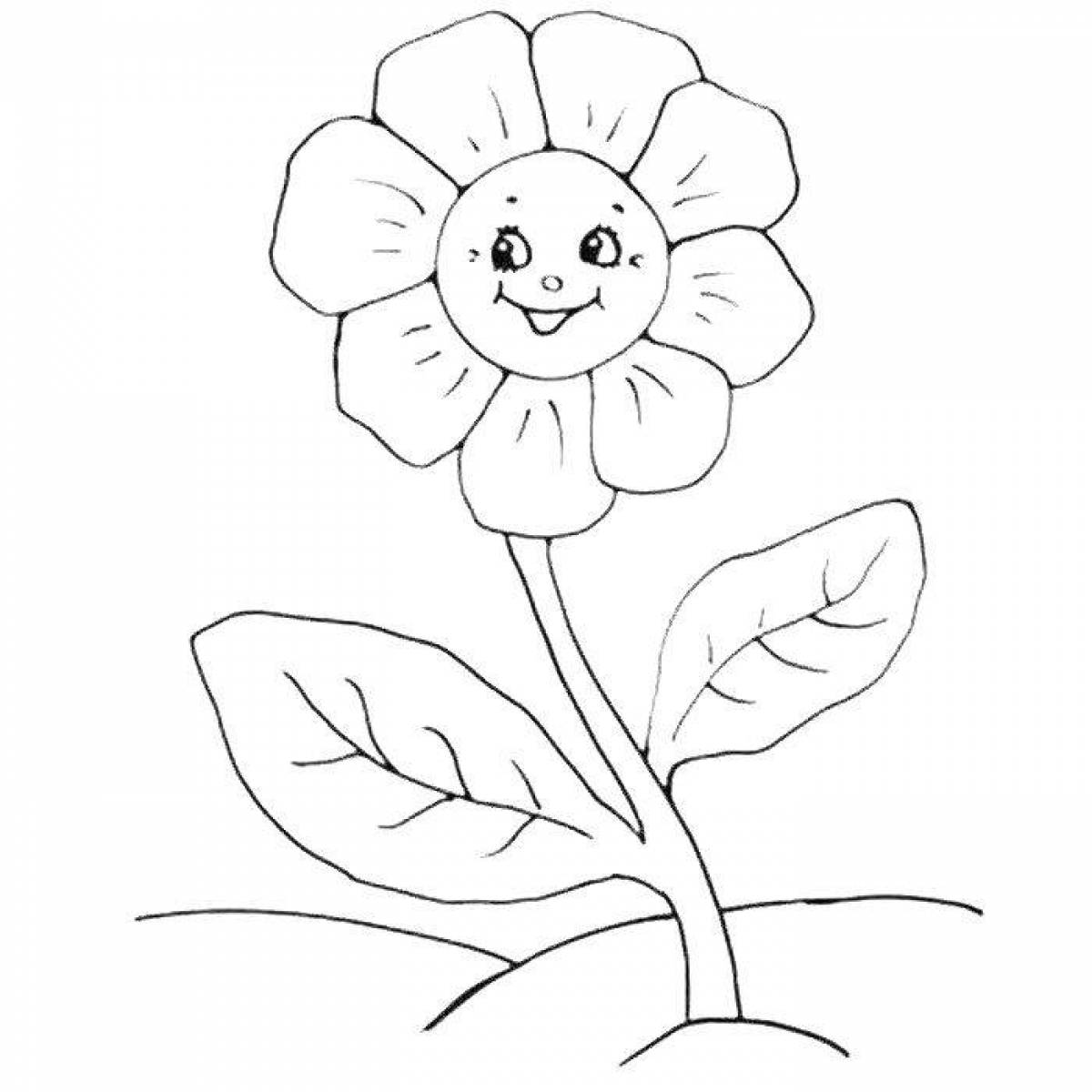 Яркая раскраска семицветный цветок для детей