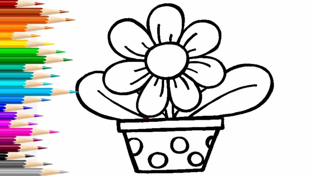Живая раскраска «семицветный цветок для детей»