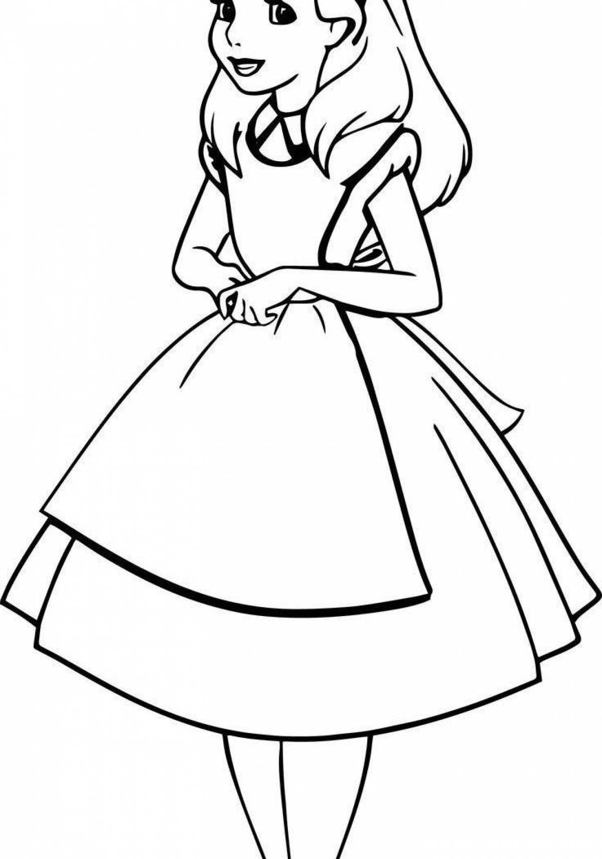 Alice's playful coloring page