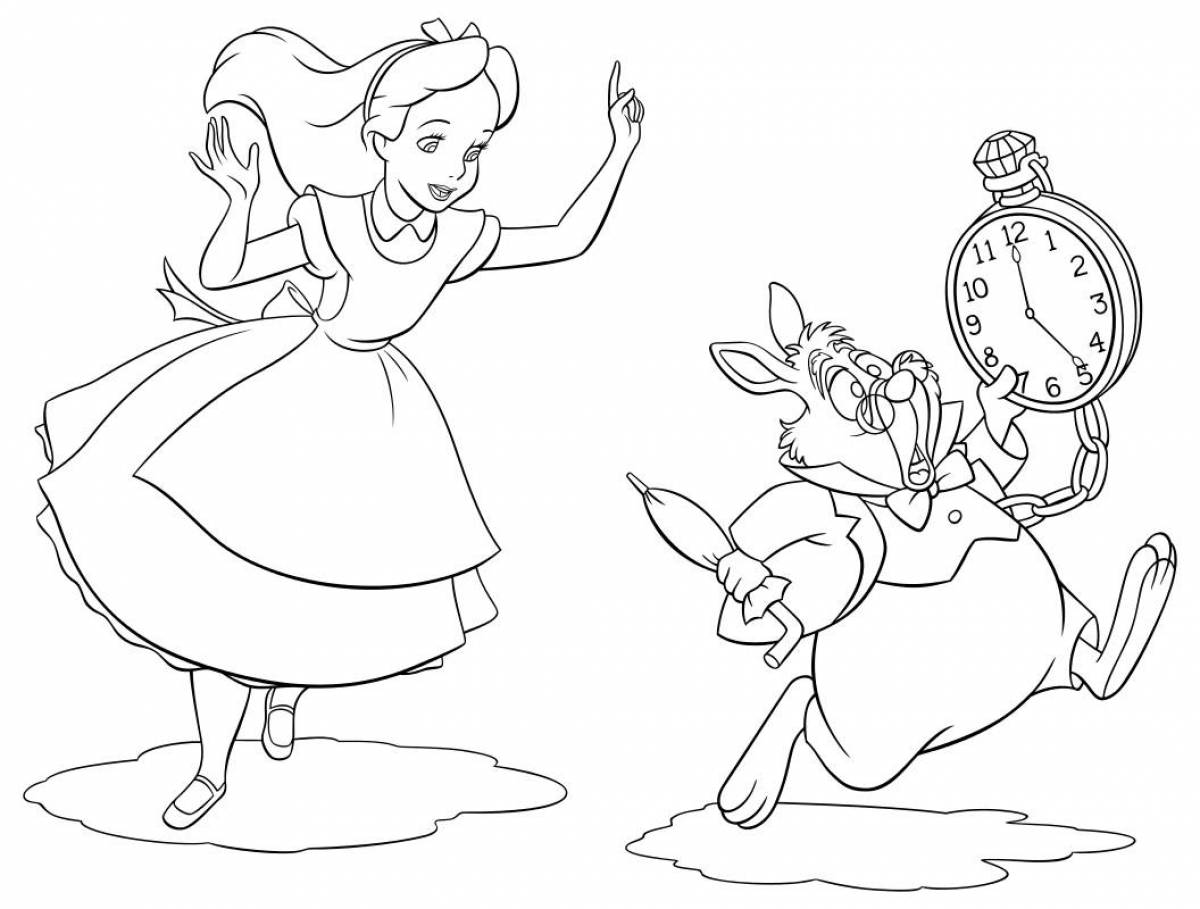 Colorful alice coloring page