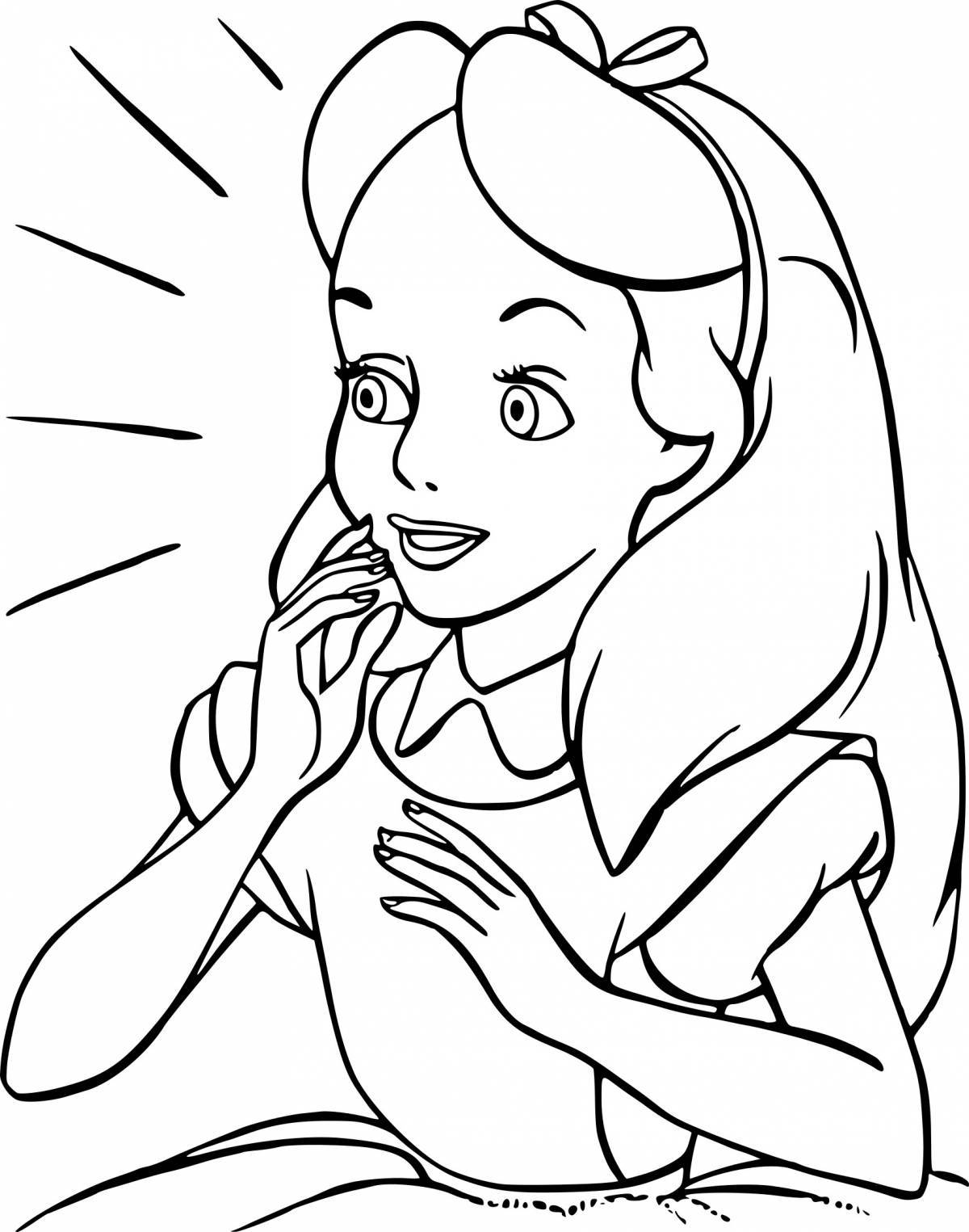 Animated alice coloring page