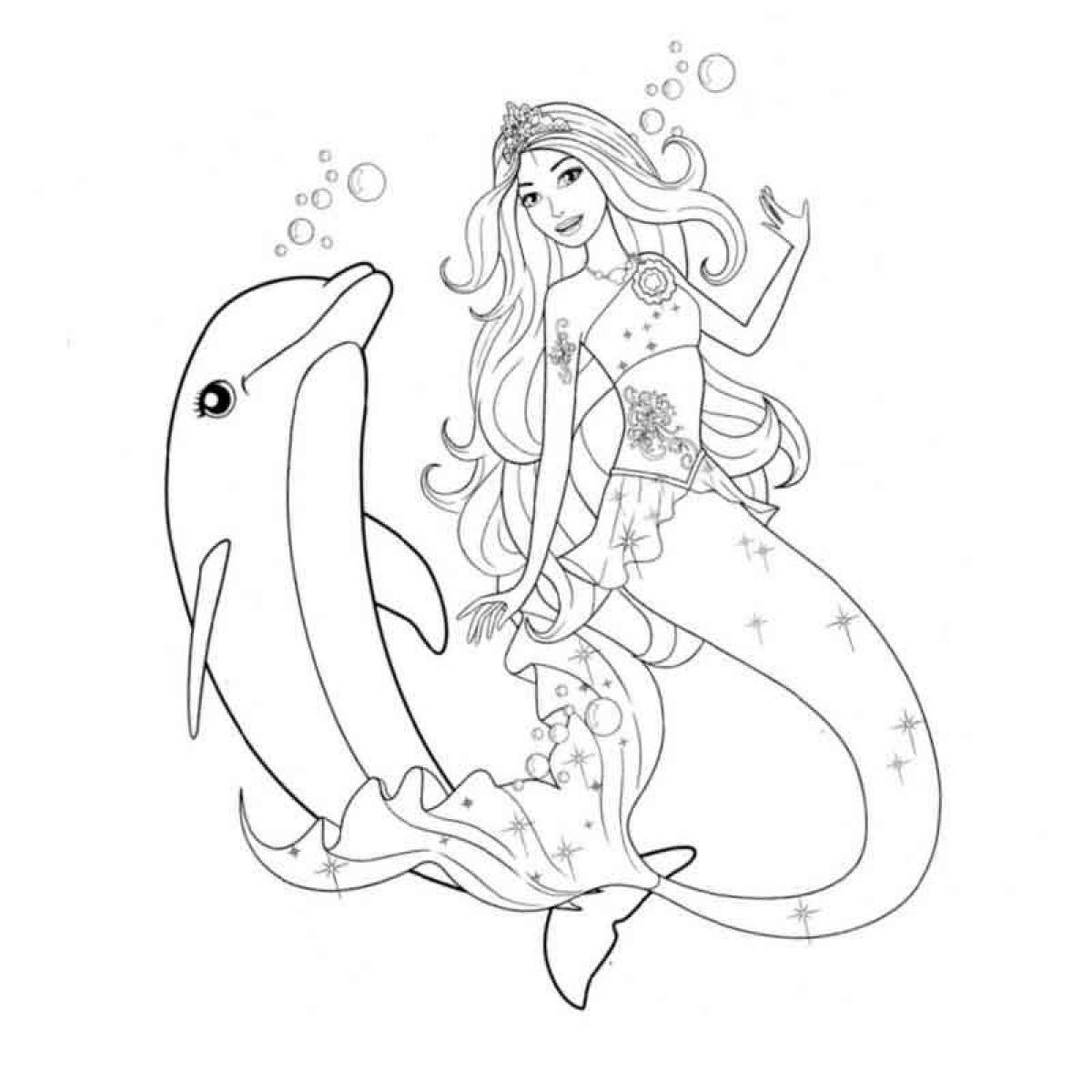 Gorgeous barbie mermaid coloring page