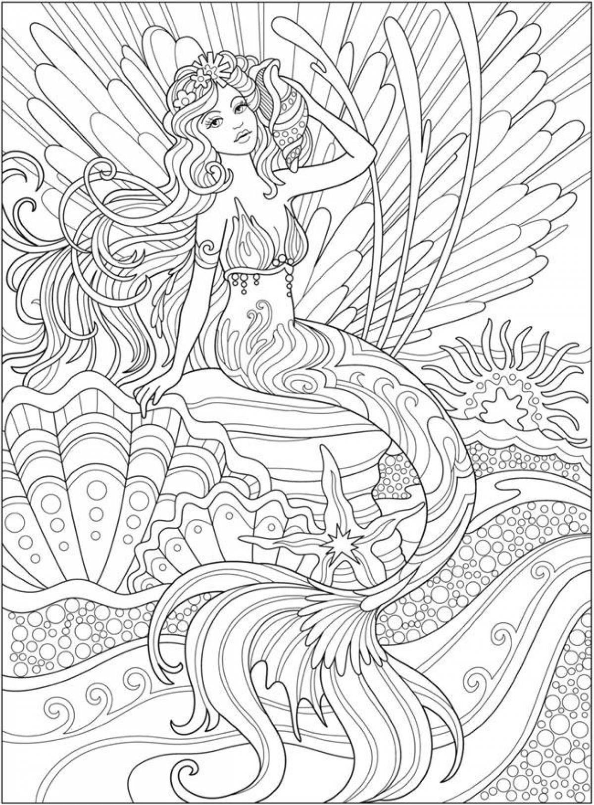 Coloring elegant barbie mermaid