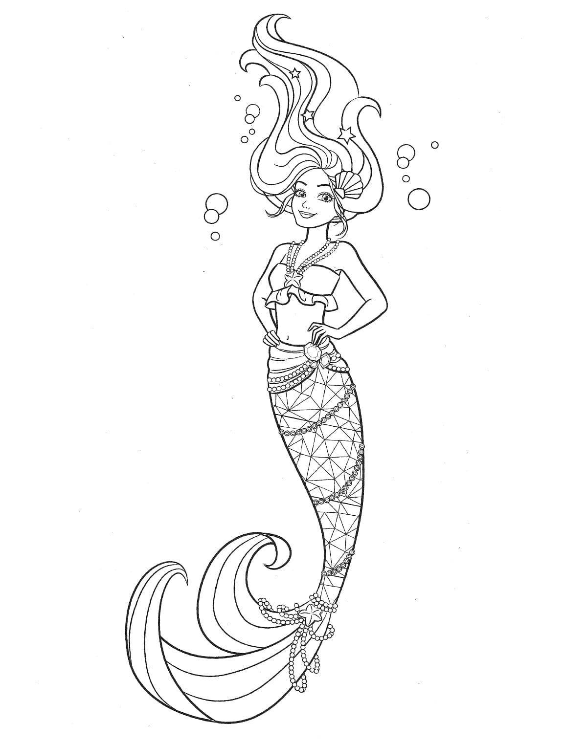 Barbie dazzling mermaid coloring page