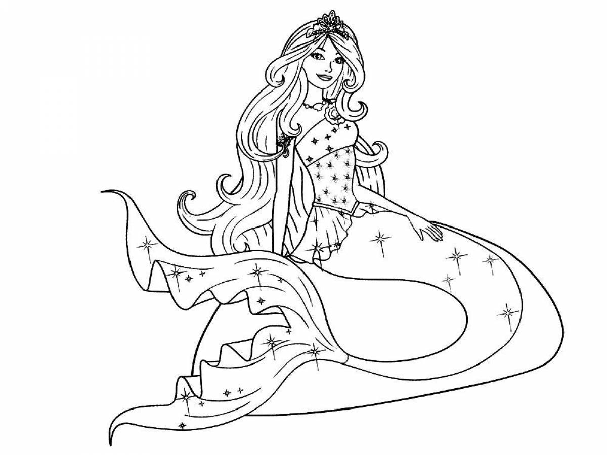 Coloring funny barbie mermaid