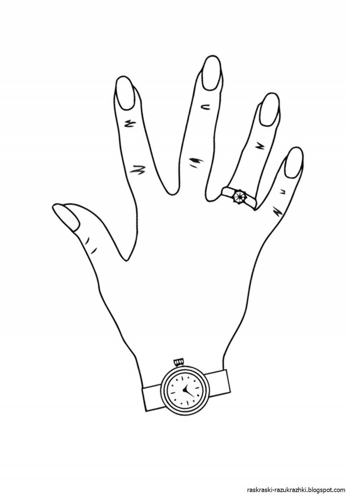 Happy hand coloring page