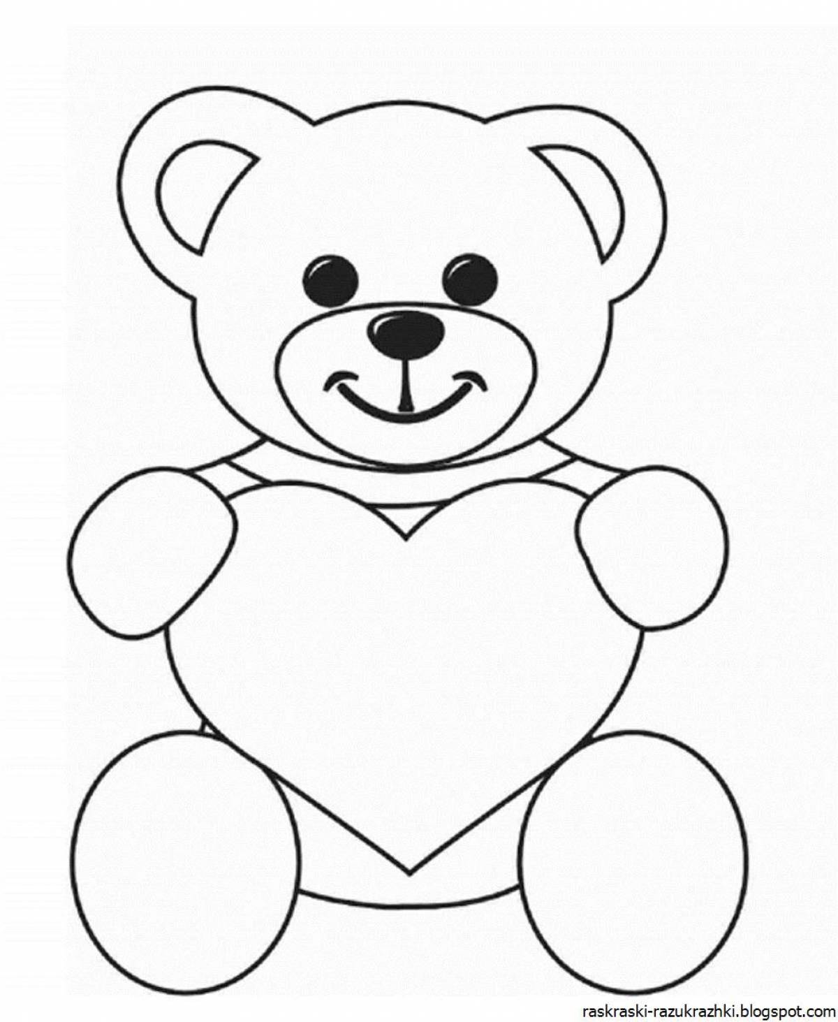 Cute bear with heart coloring