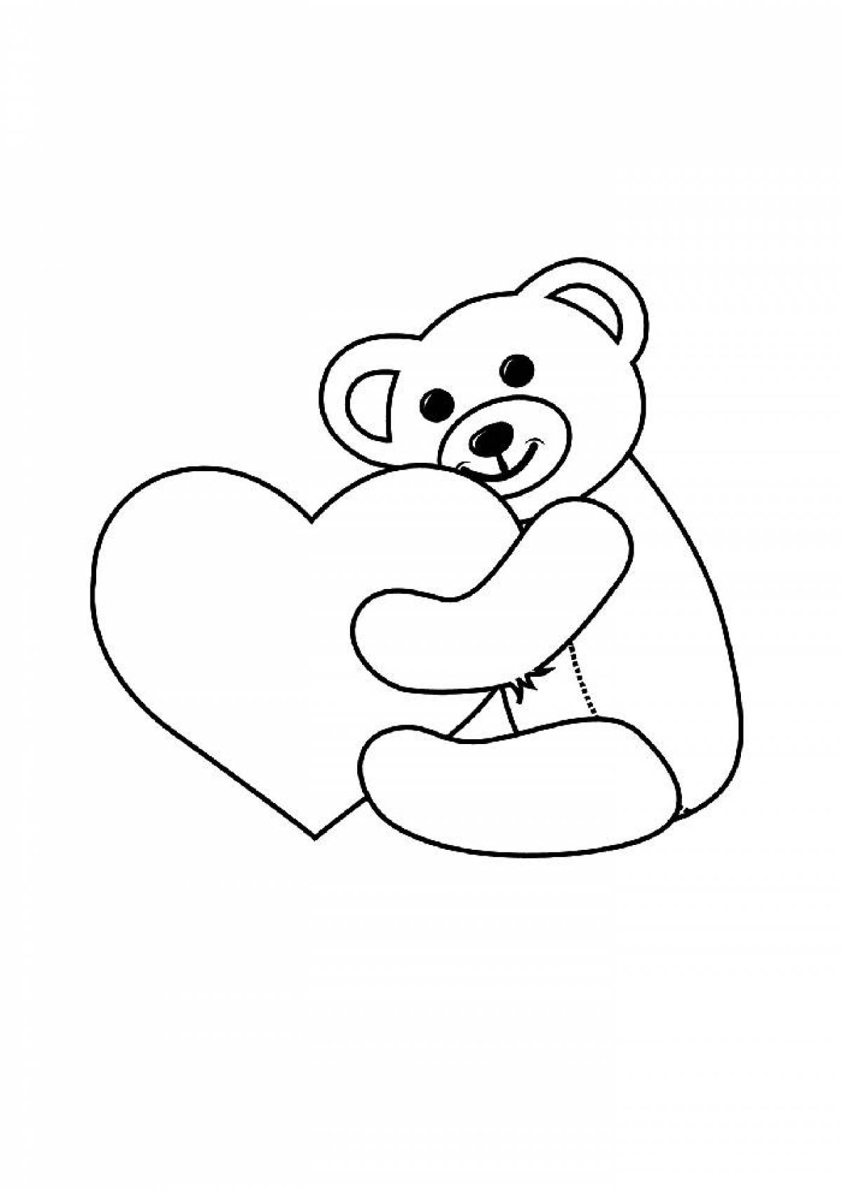 Soft bear with heart coloring