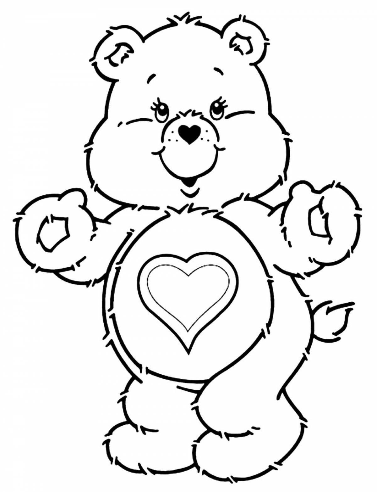 Colorful teddy bear with a heart coloring book