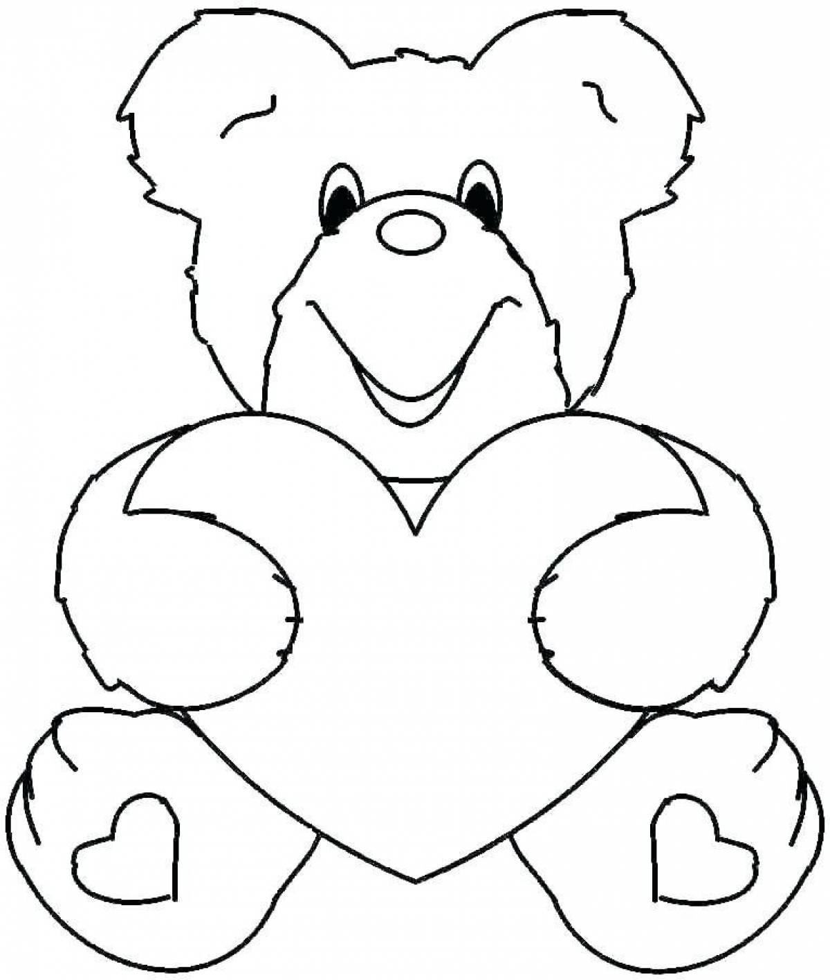 Раскраска смелый медведь с сердечком