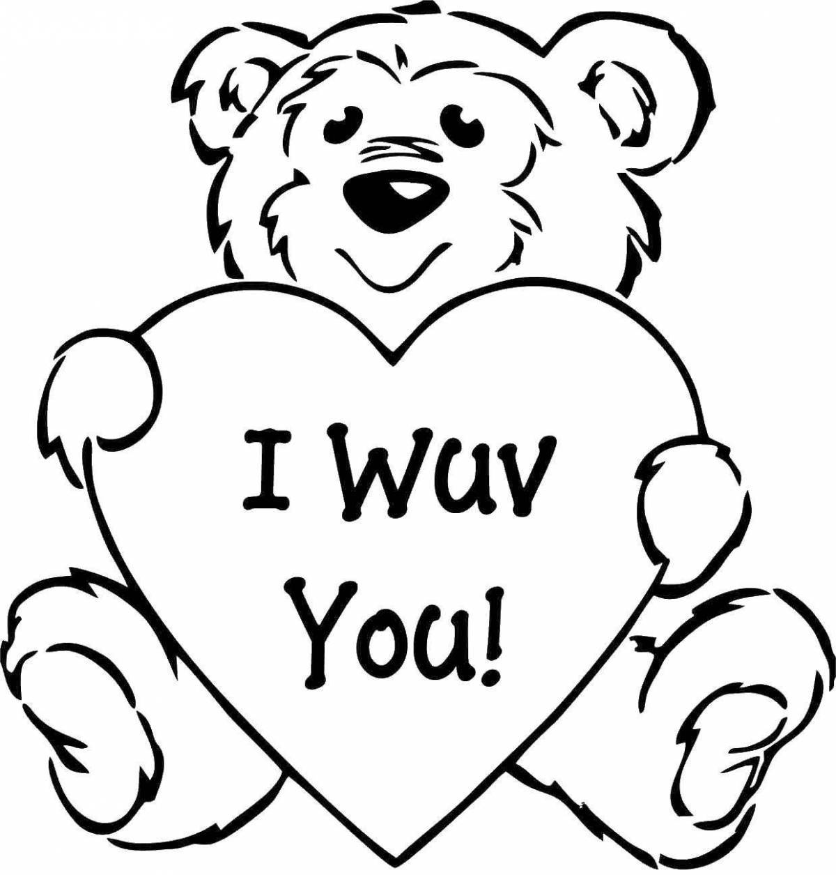 Coloring page friendly bear with a heart