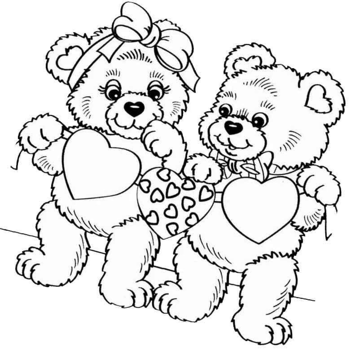 Smiling bear with a heart coloring page
