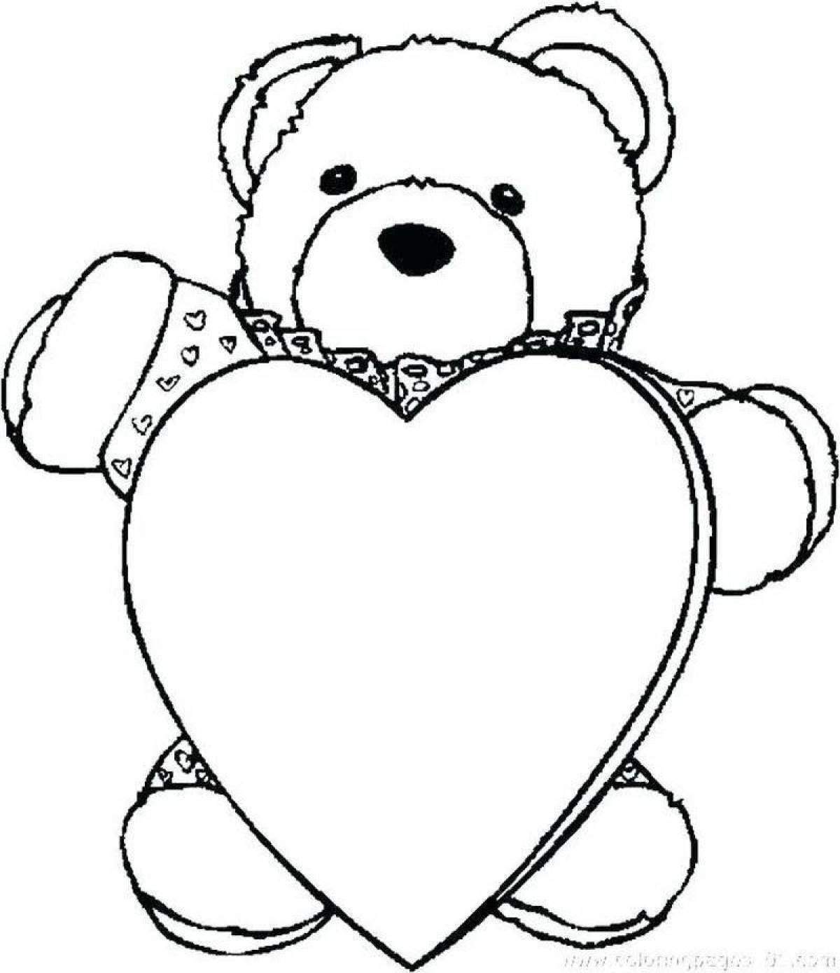 Smiling bear with heart coloring page