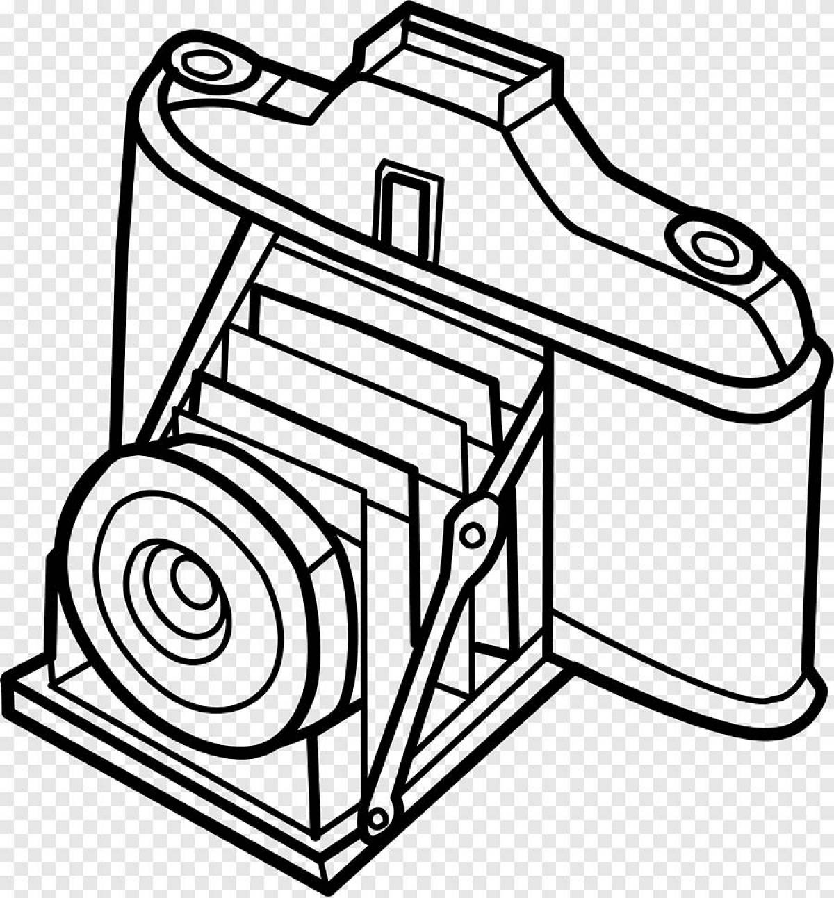 Анимированная страница раскраски камеры