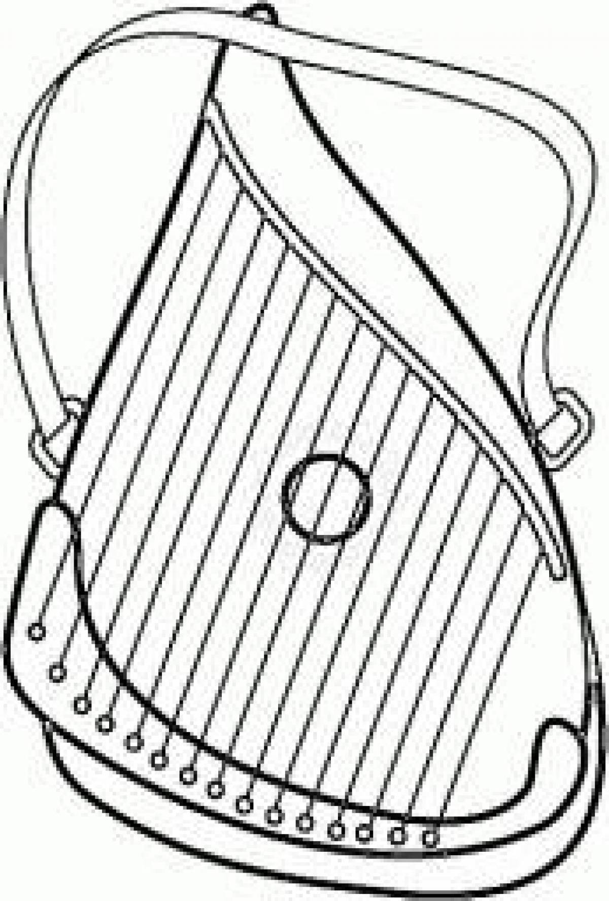 Coloring page spectacular harp