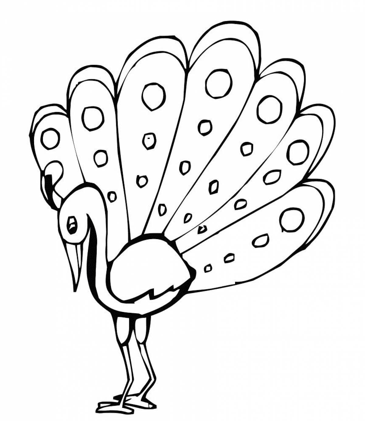 Adorable peacock coloring page for kids