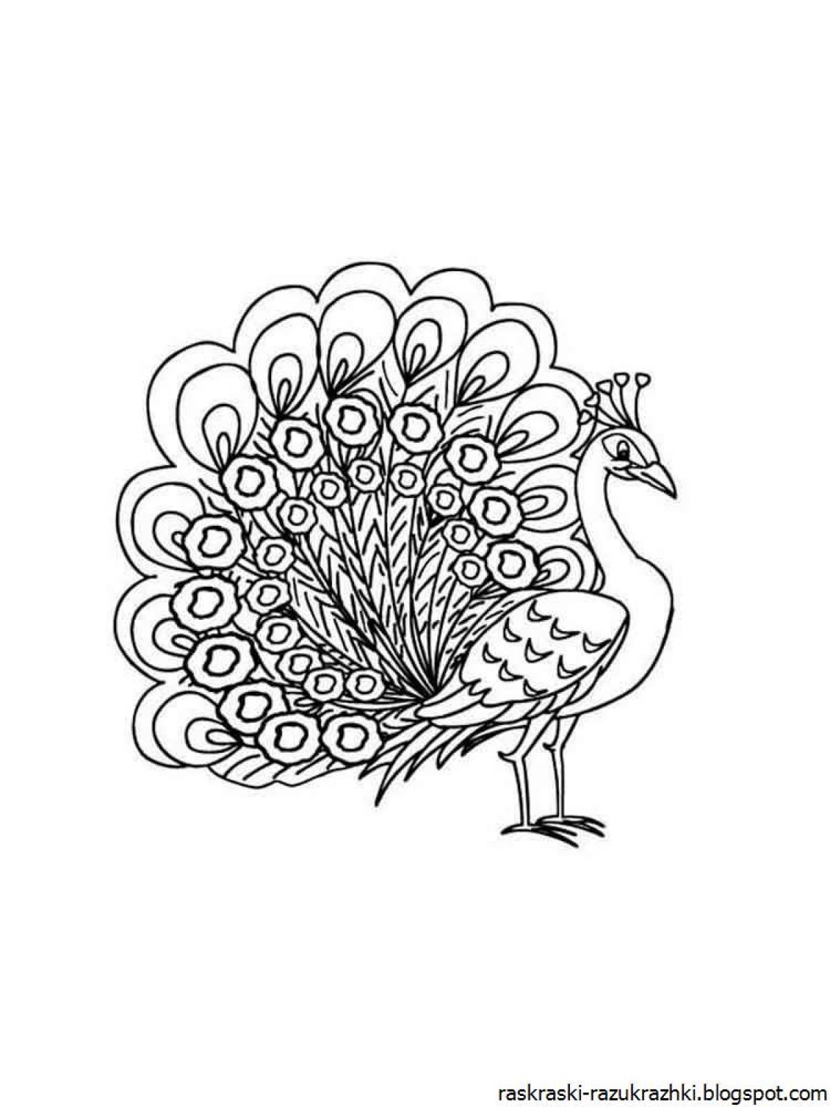 A wonderful peacock coloring book for kids