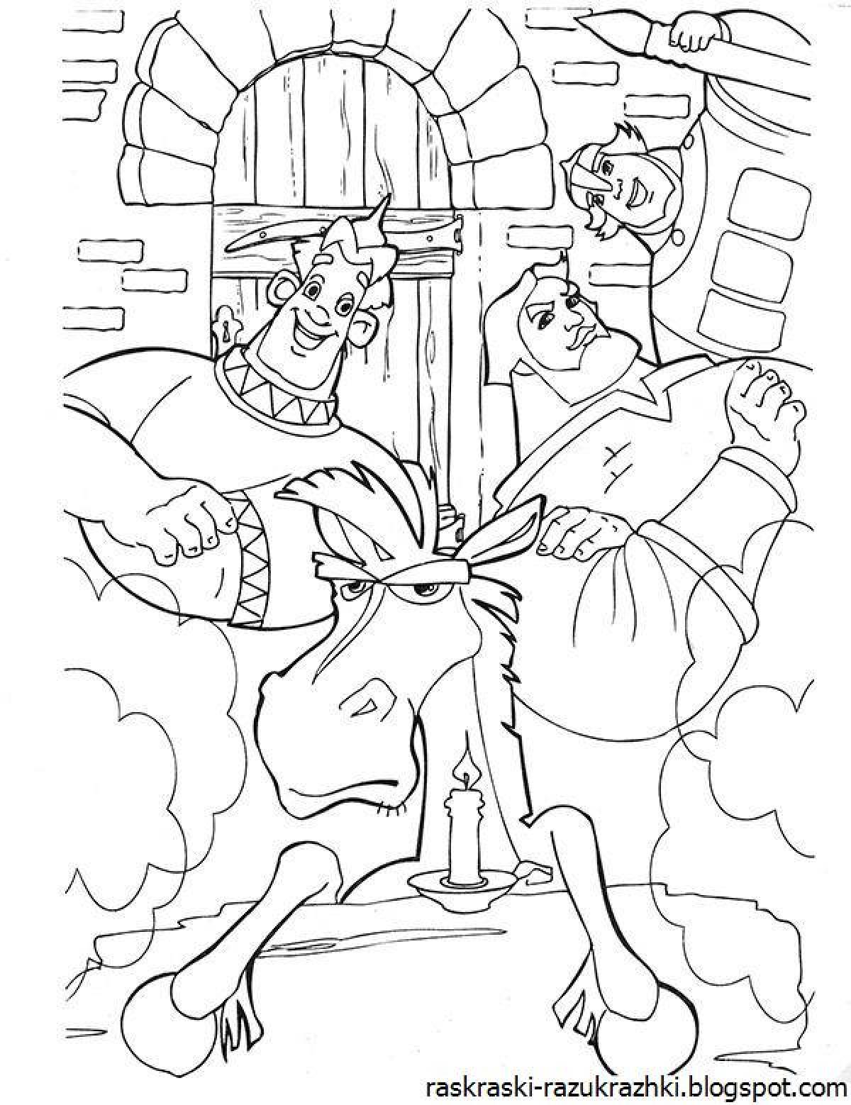 Drawing three heroes coloring page