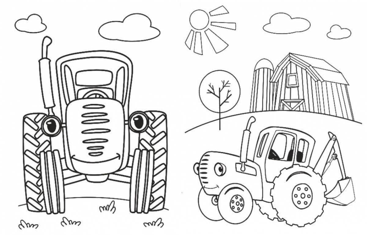 Gorgeous Blue Tractor coloring book for preschool children