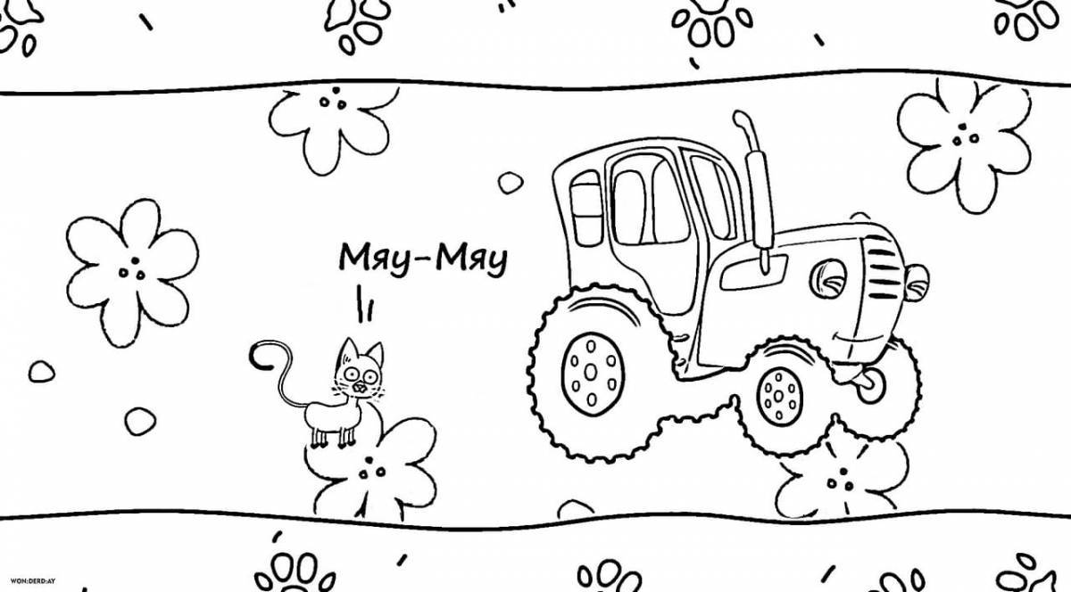 Amazing blue tractor coloring page for pre-ks