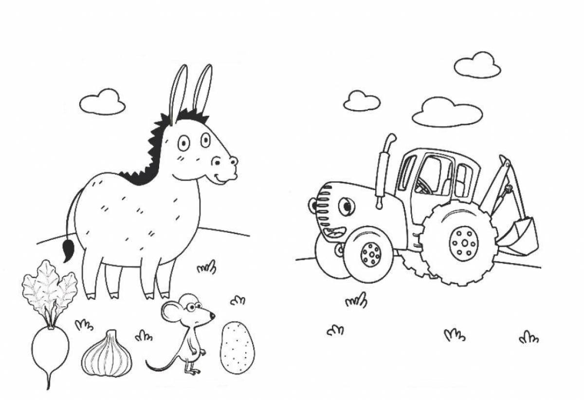 Exquisite blue tractor coloring book for pre-ks