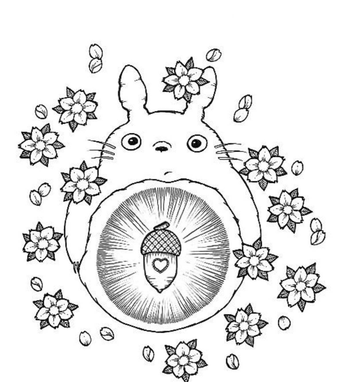 Colorful totoro coloring page