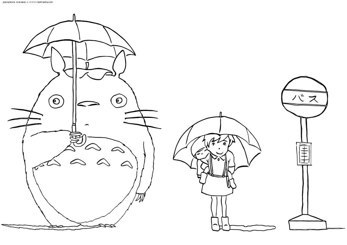 Glowing totoro coloring page