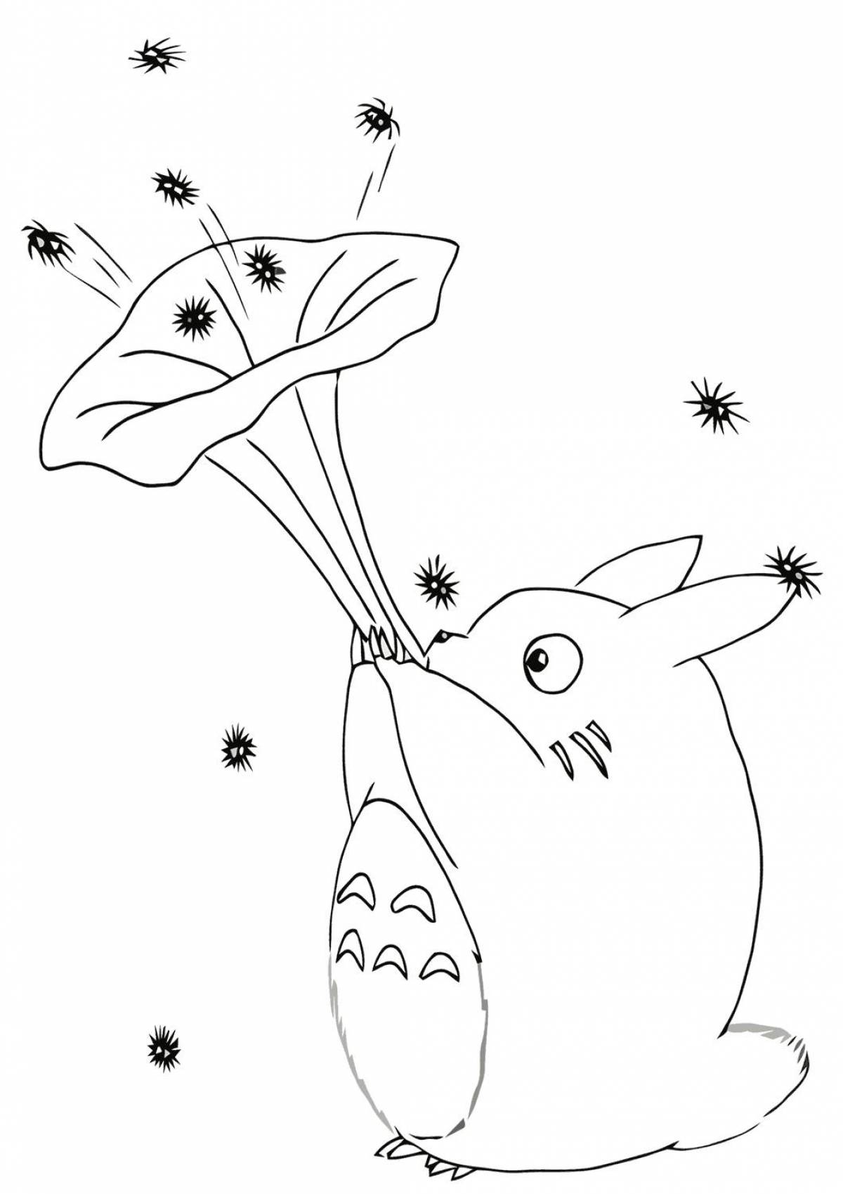 Rampant Totoro coloring page