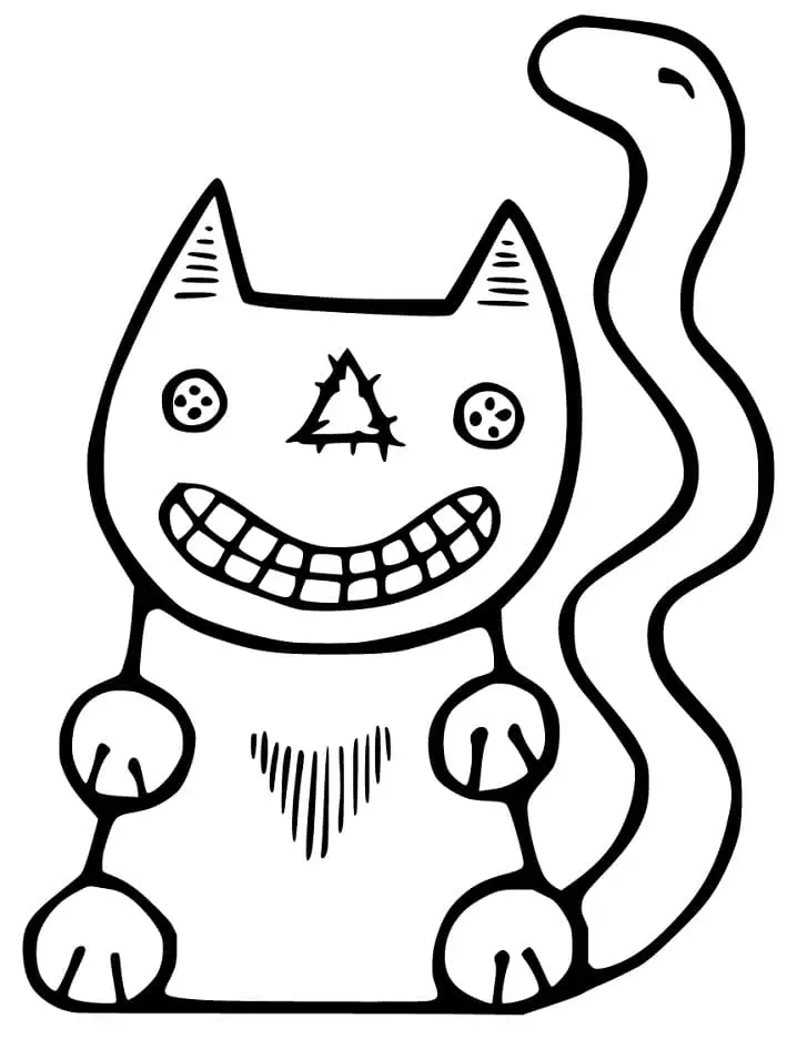 Cute cardboard cat coloring page
