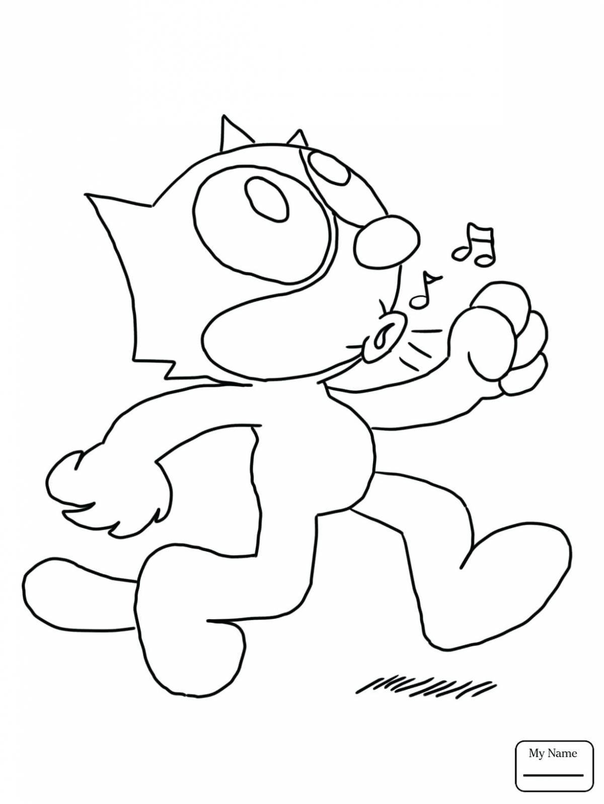 Fancy cardboard cat coloring page