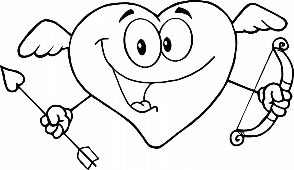 Playful heart coloring page for kids