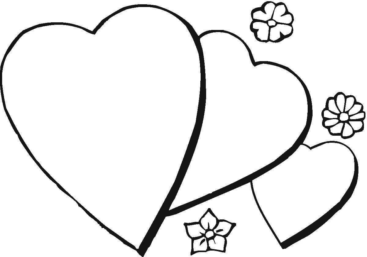 Glitter hearts coloring pages for kids