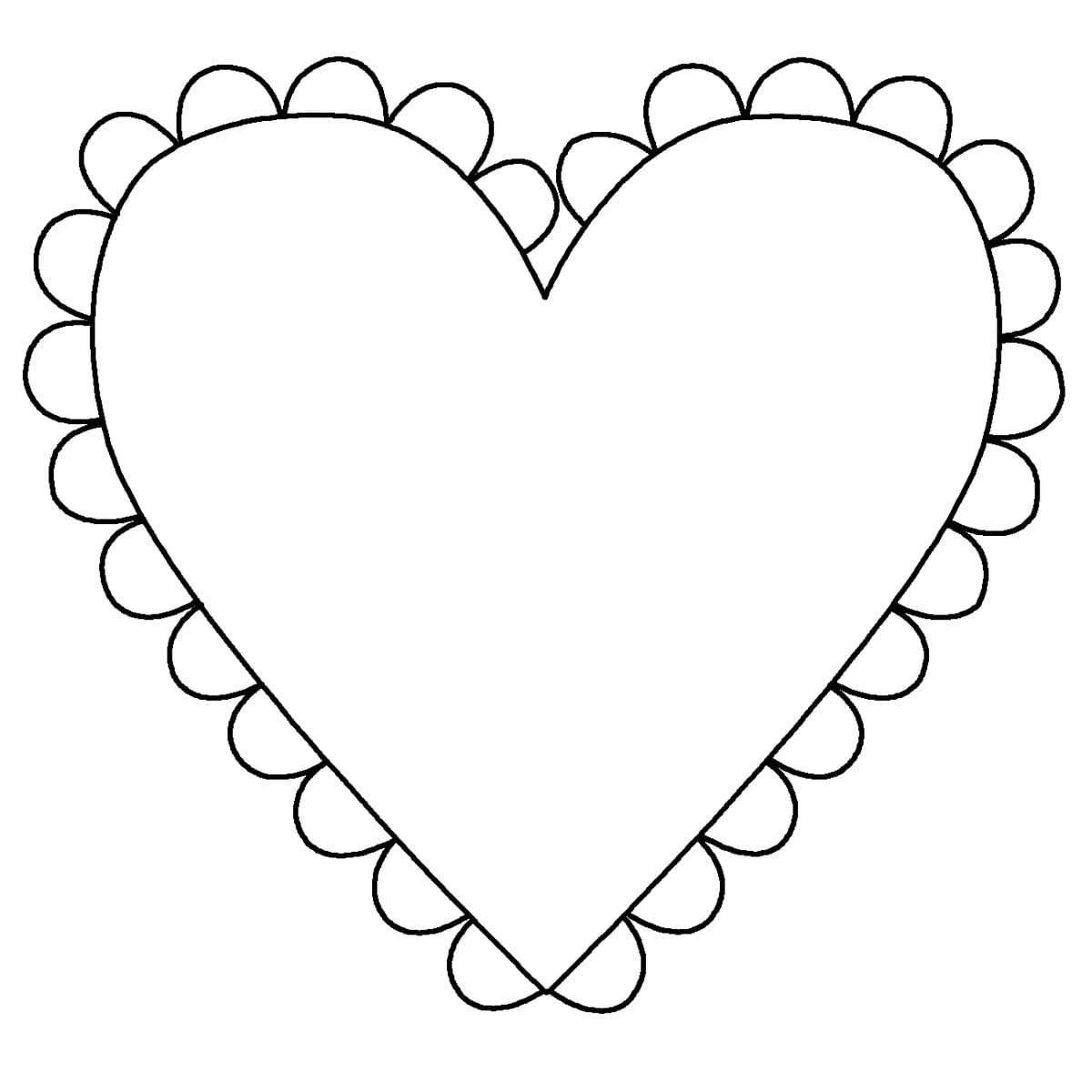 Colored heart coloring page for kids