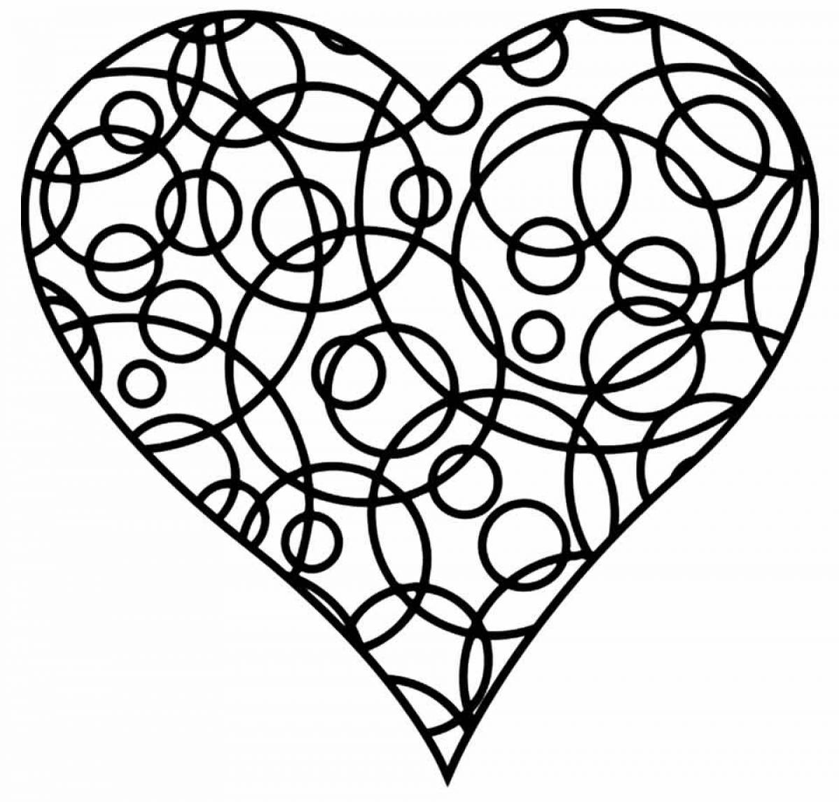 Colorful heart coloring page for kids