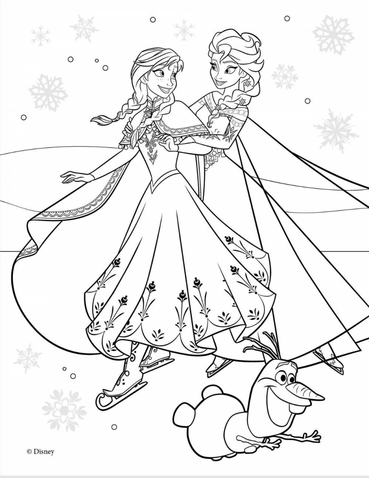 Great coloring page cold heart for girls